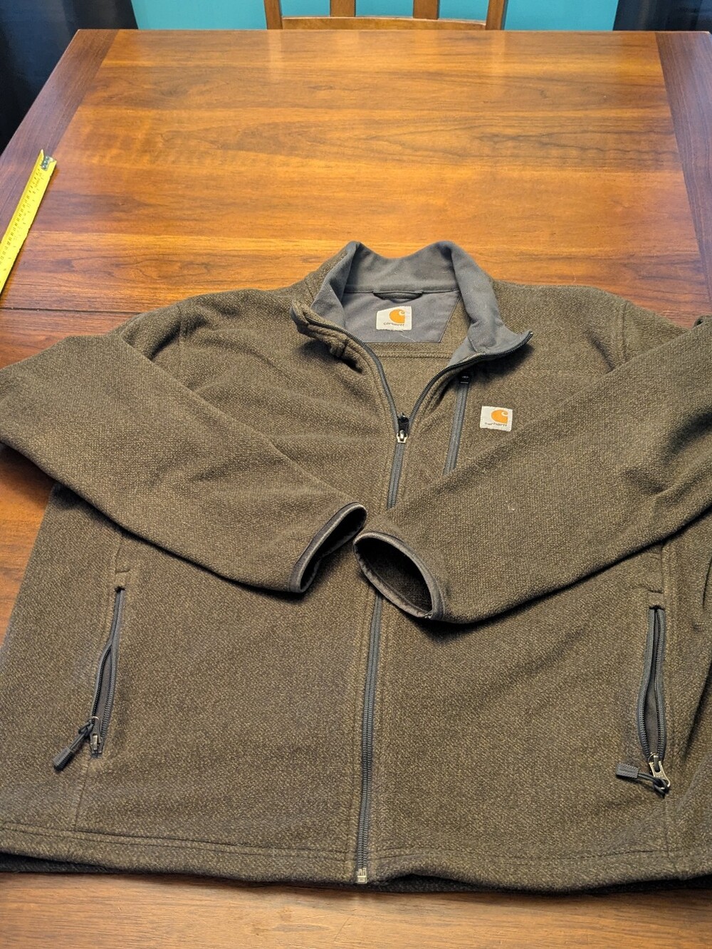 Carhartt Men's Dark Brown Zip-Up Fleece Jacket